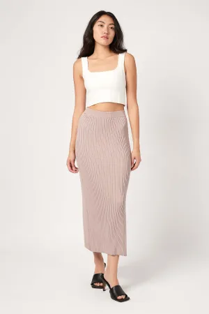 Jolene Ribbed Knit Pencil Skirt - Dusty Lavender