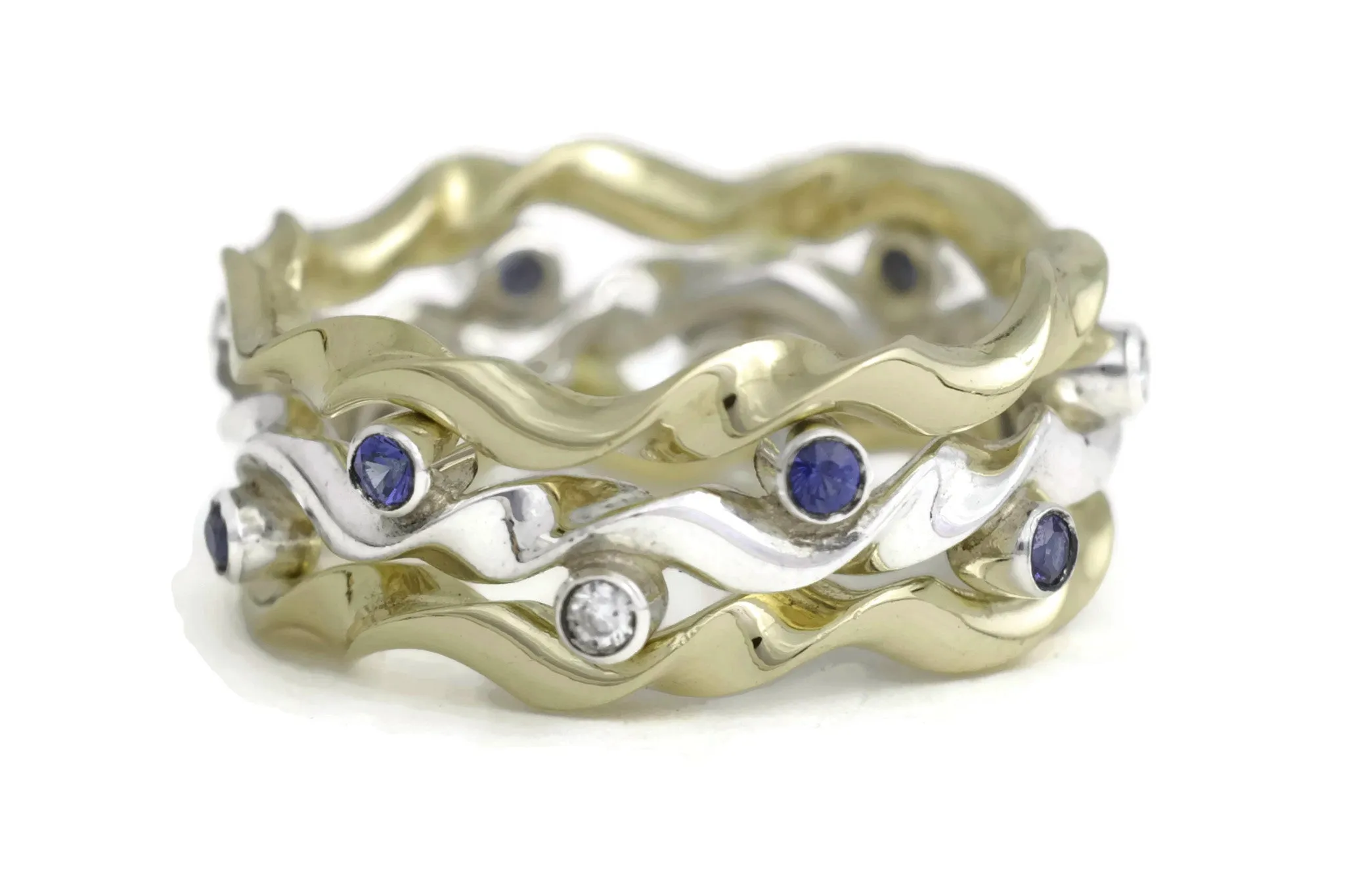 Kelp Forest Ring with Wave Ring Adornments - 18K & Silver