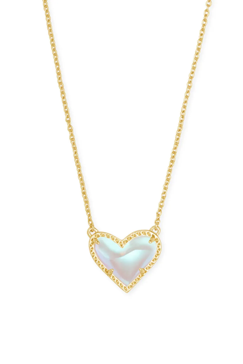 Kendra Scott Ari Heart Gold Pendant Necklace in Dichroic Glass | 4217706879