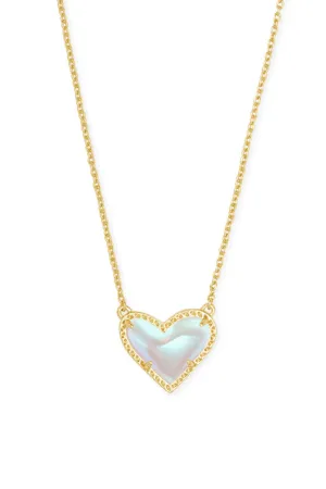 Kendra Scott Ari Heart Gold Pendant Necklace in Dichroic Glass | 4217706879