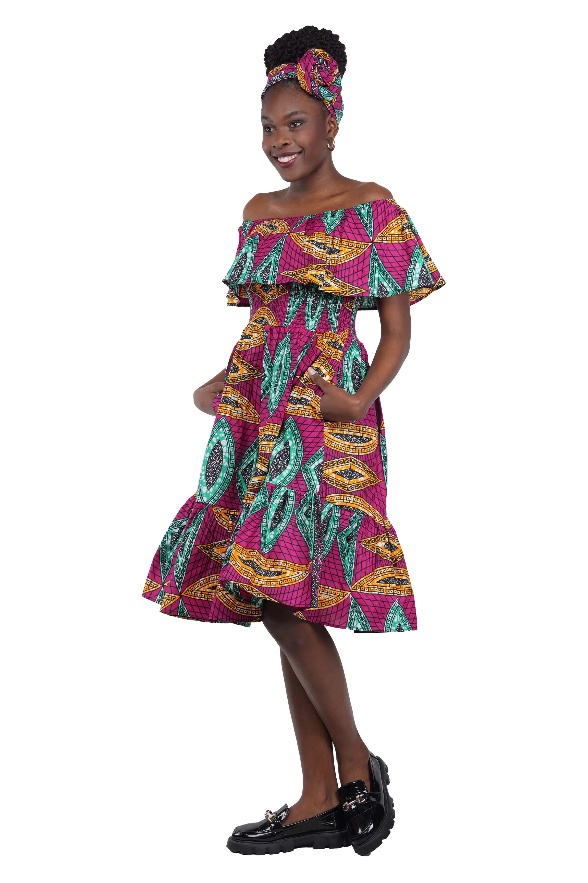 Kente Printed Fit and Flare Dress