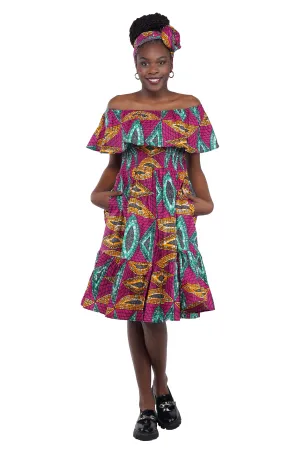 Kente Printed Fit and Flare Dress