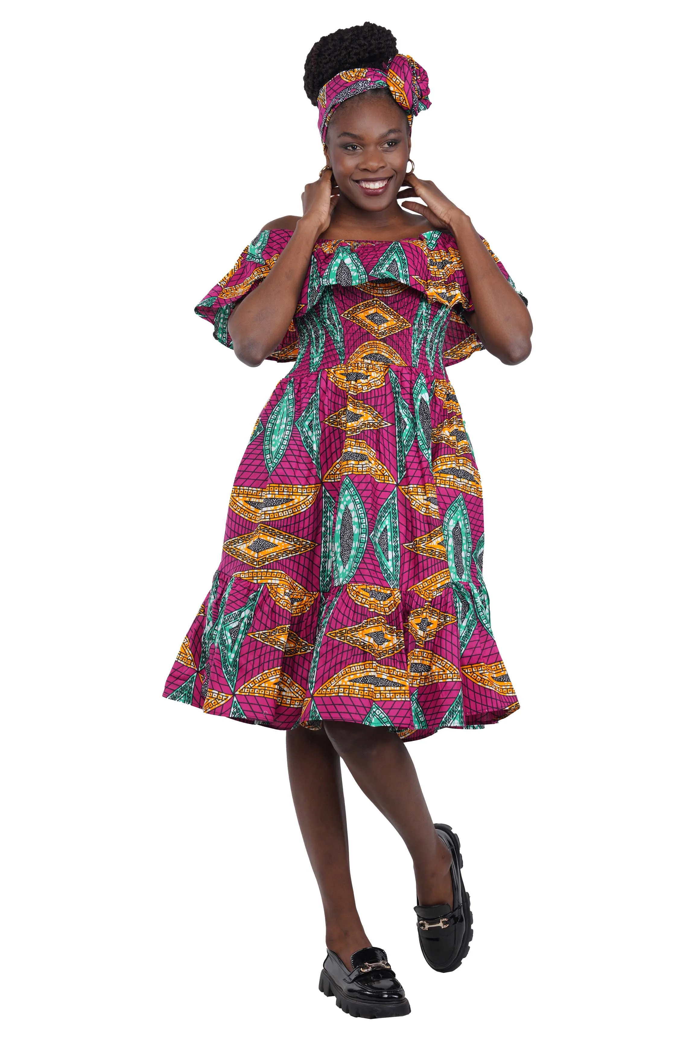 Kente Printed Fit and Flare Dress
