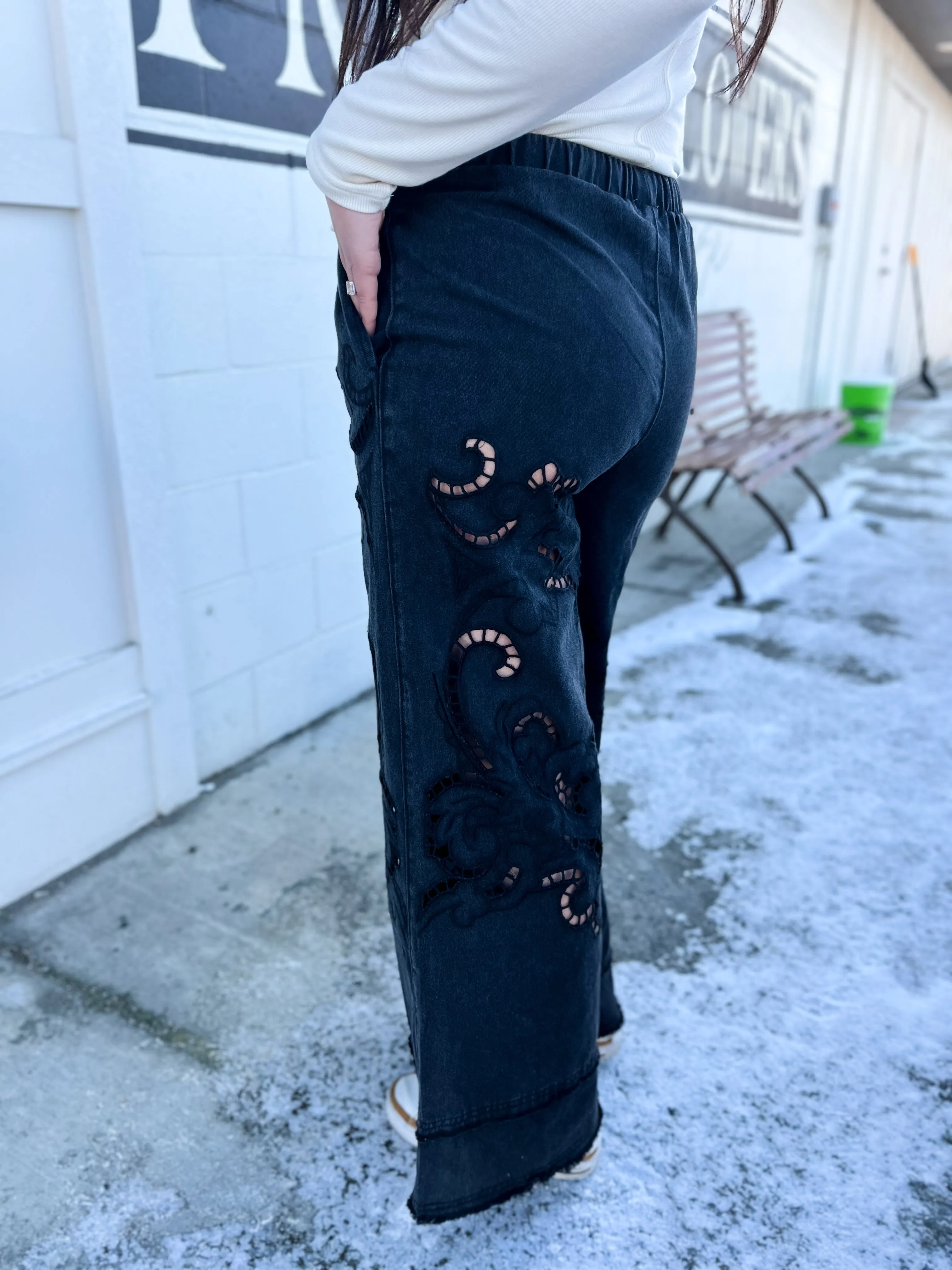 Keva Lace Cut Out Wide Leg