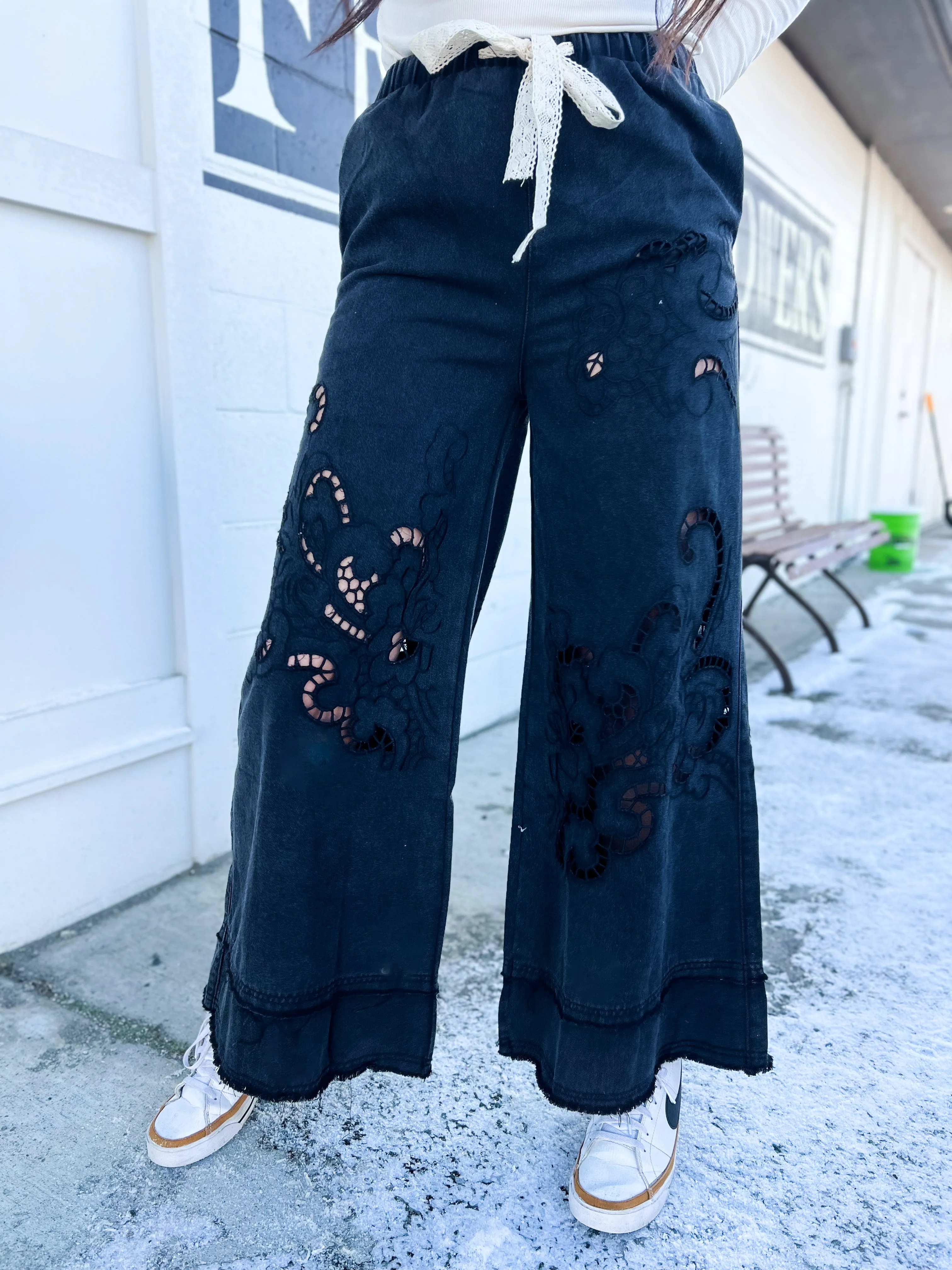 Keva Lace Cut Out Wide Leg