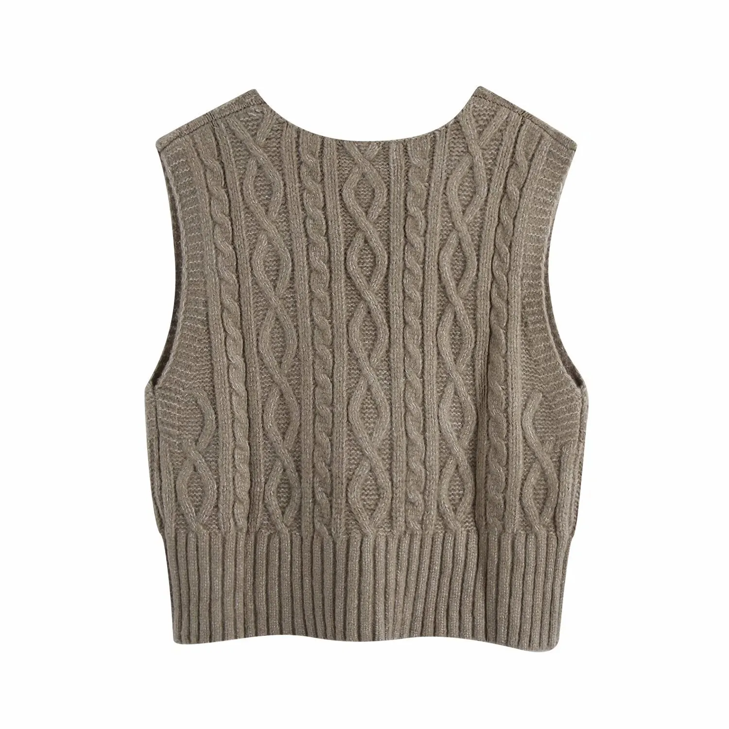 Knit V-neck Argyle Pattern Tank Tops Sweaters