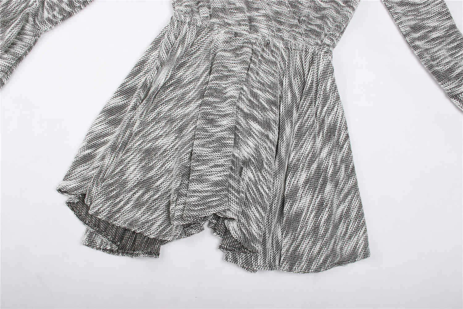 Knitted Irregular Long Sleeve V-neck Sexy Dress