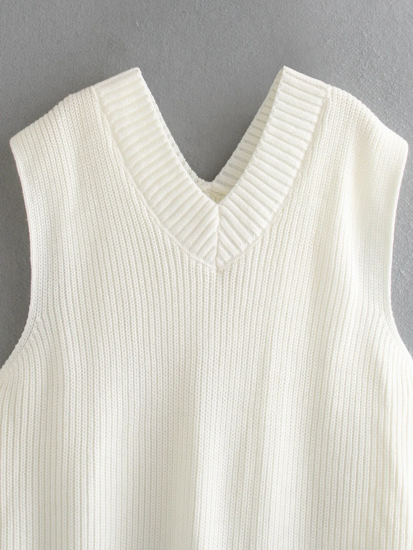 Knitted Sleeveless V-neck Long Vest Pullover Sweaters