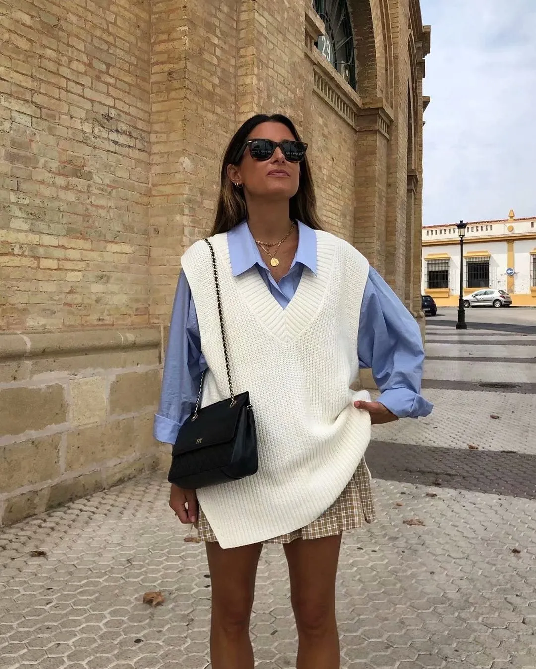 Knitted Sleeveless V-neck Long Vest Pullover Sweaters