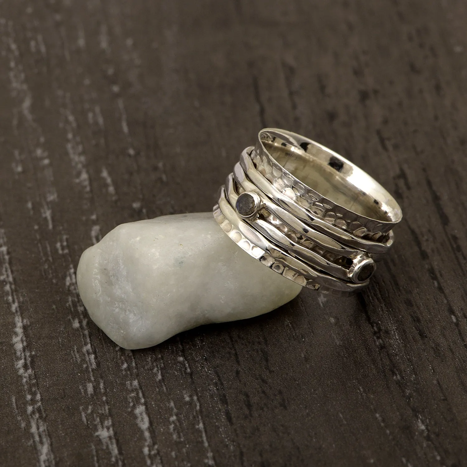 Labradorite Multi Band Meditation Spinner Ring