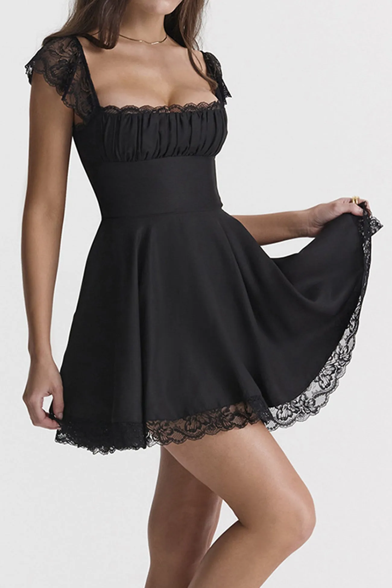 Lace Patchwork Strappy Corset Dress