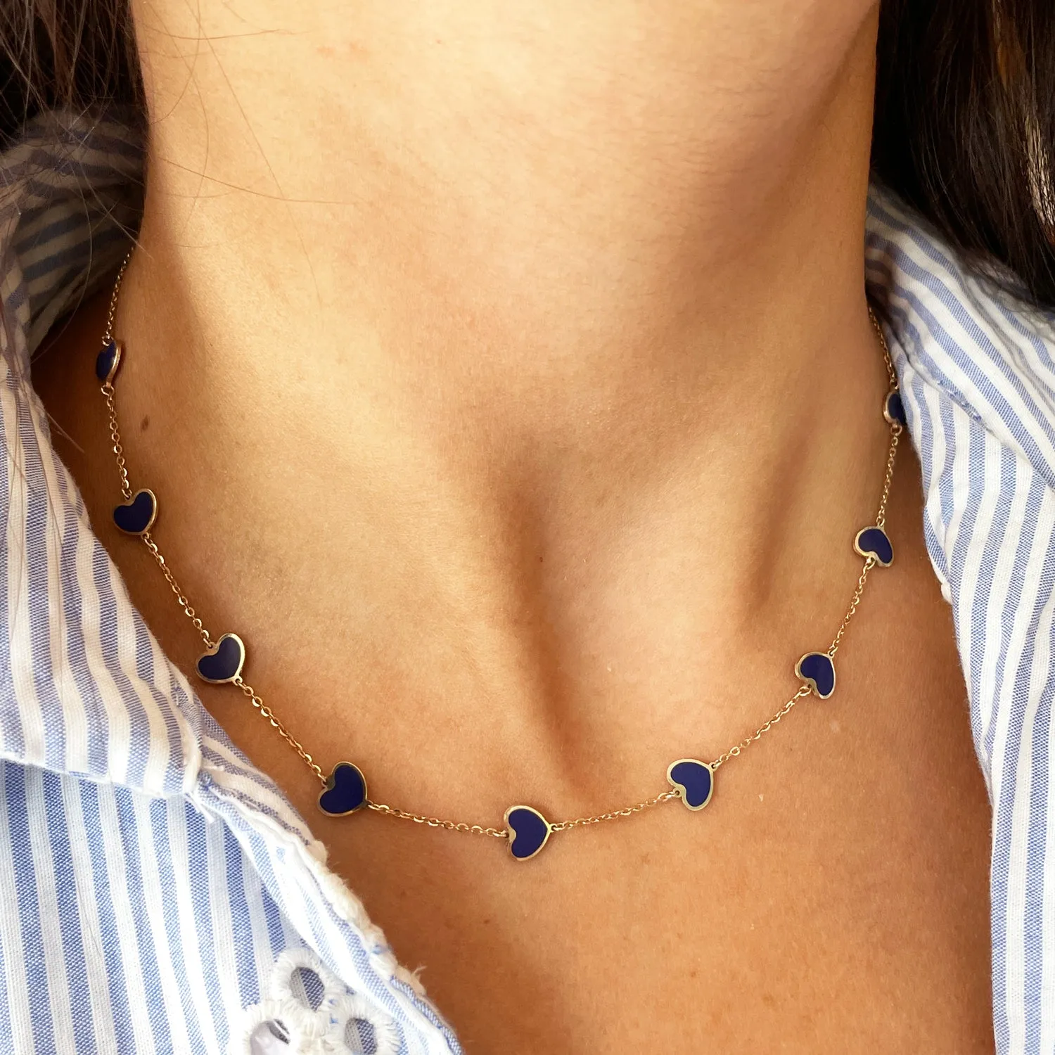 Lapis Heart Station Necklace
