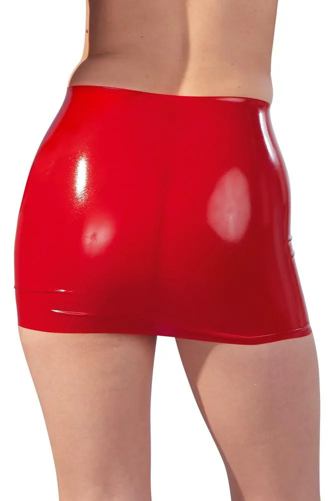 LATE-X Red Latex Mini Skirt