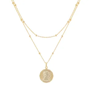 Layered Ball Chain Coin Necklace