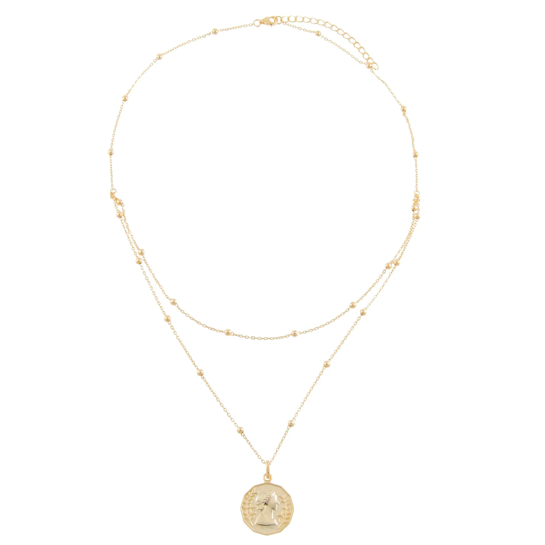 Layered Ball Chain Coin Necklace