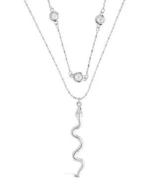 Layered Chain with Snake Pendant Necklace
