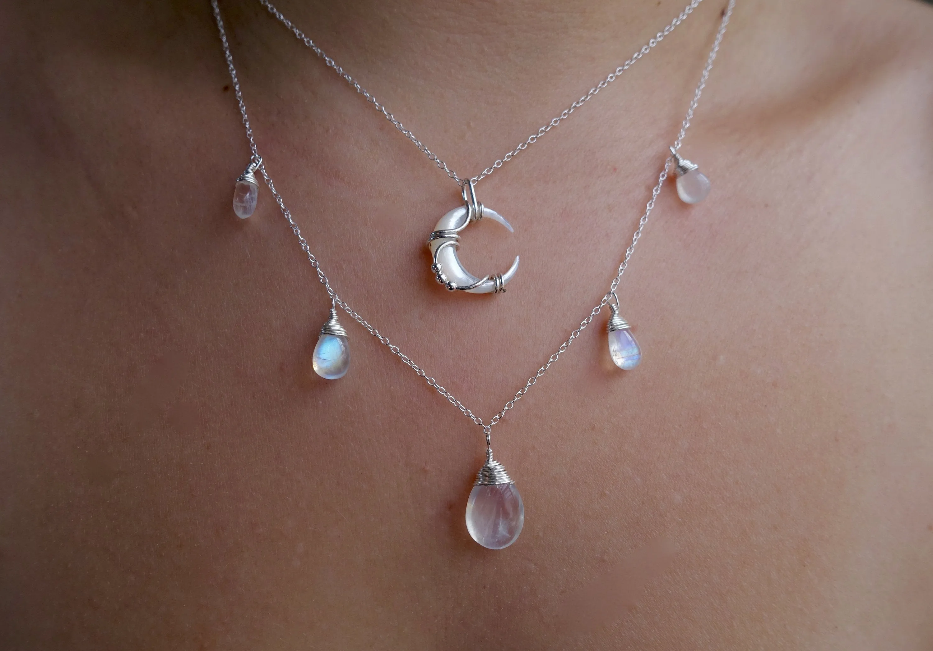 Layered Lunar Necklace in Sterling Silver