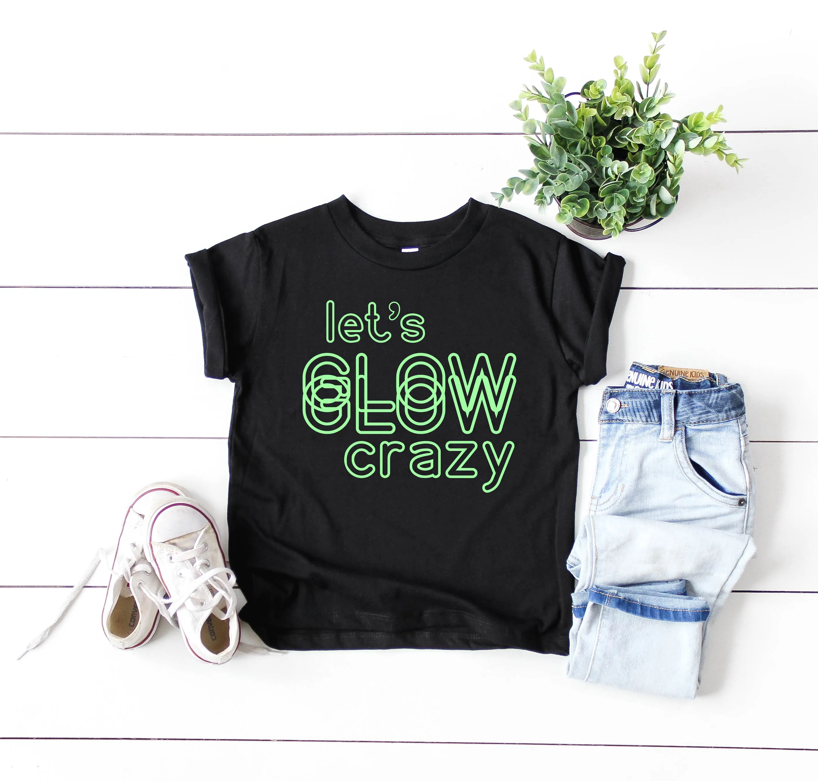 Lets Glow Crazy Shirt  | Kids Glow In The Dark Shirt