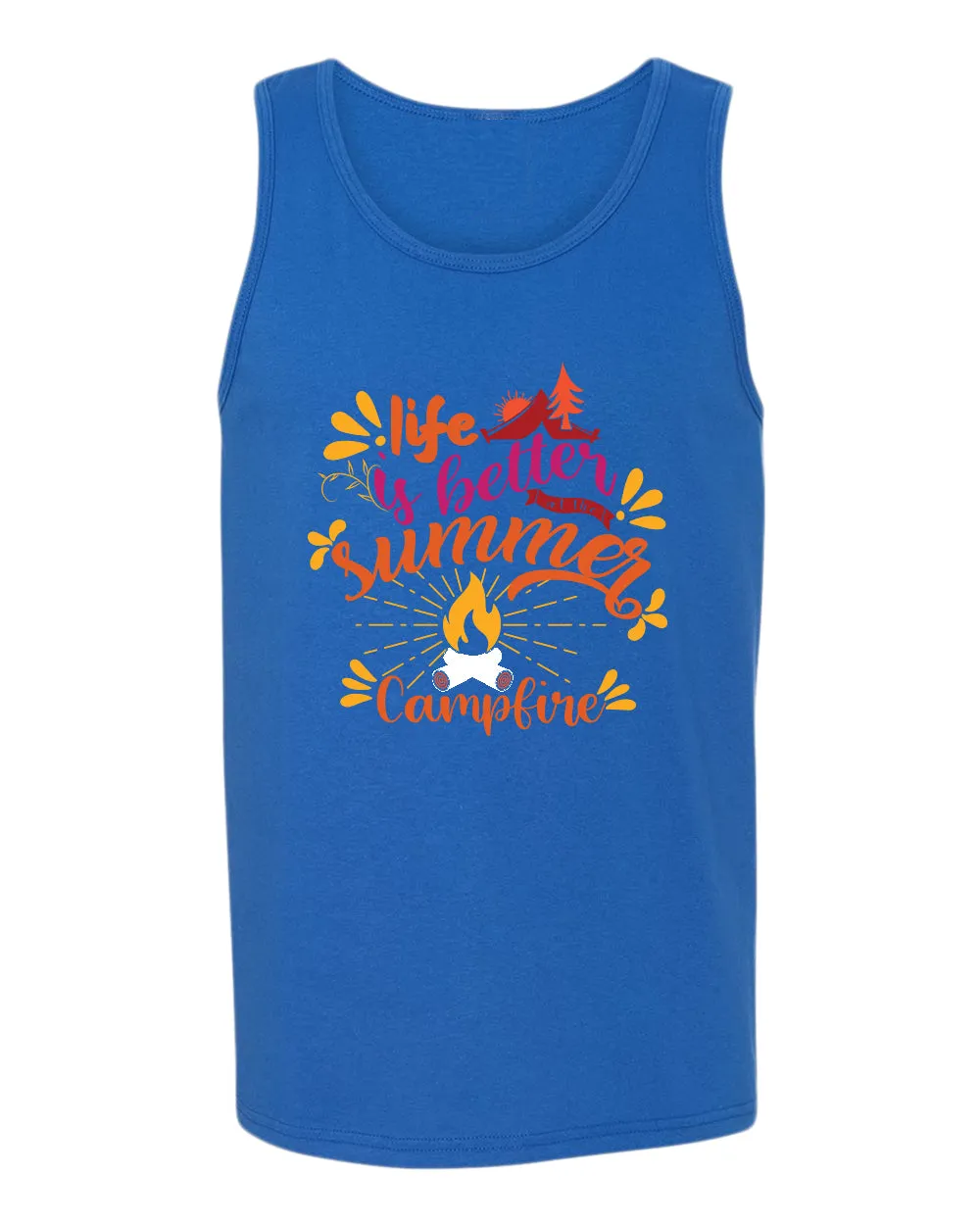 Life is better campfire tank top, summer tank top, beach party tank top