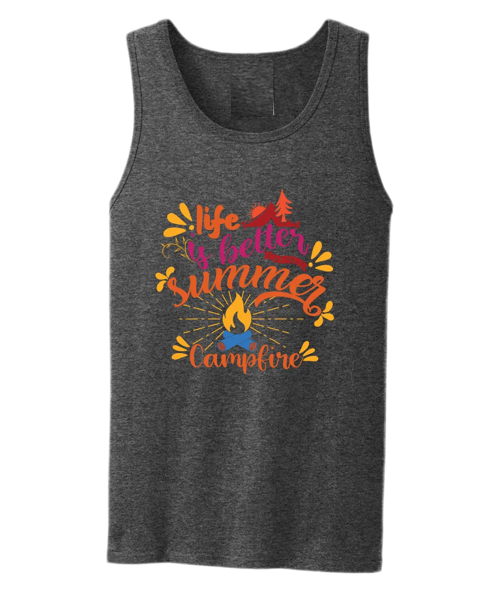 Life is better campfire tank top, summer tank top, beach party tank top