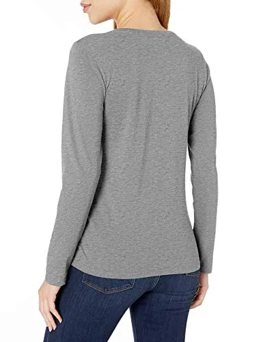 Life Is Good Women's Hoho Long Sleeve Crusher T-shirt Merry Christmutt, Heather Gray, Medium