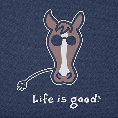 Life is Good Womens Vintage Crusher Graphic T-Shirt, Horse Darkest Blue, X-Large