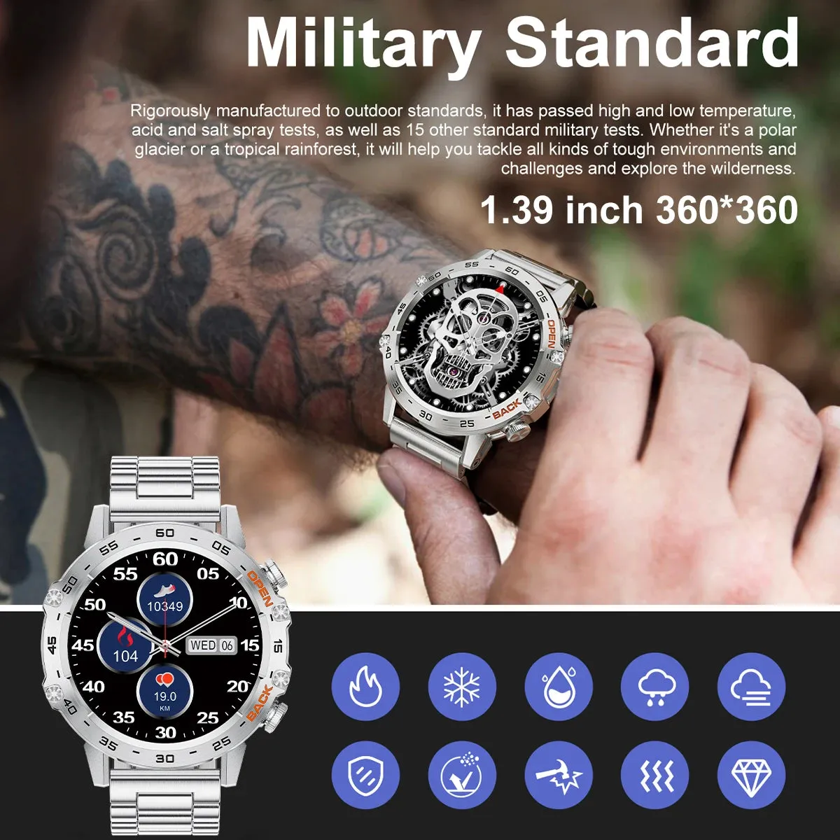 LIGE Smartwtach For Men 400mAh Outdoor Sport Bluetooth Calling Watches Health Monitoring Waterproof Smartwatch Man Reloj Hombre