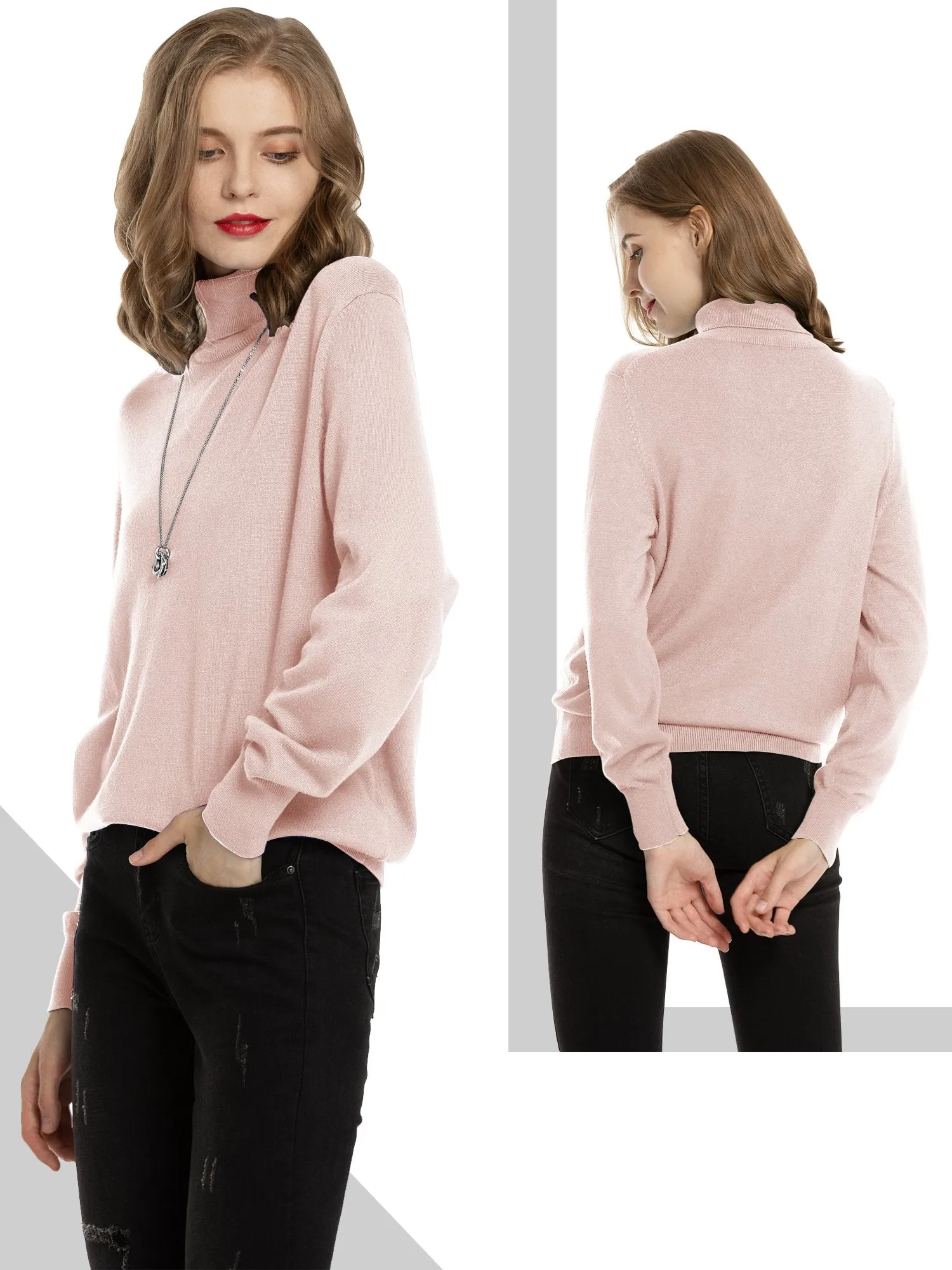 Lightweight Pullover Long Sleeve Turtleneck Sweater