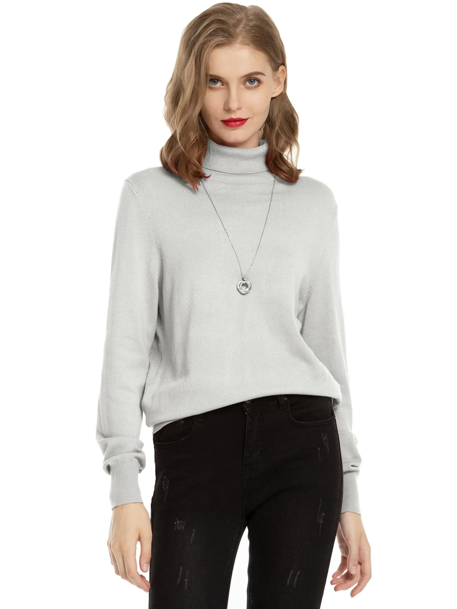 Lightweight Pullover Long Sleeve Turtleneck Sweater