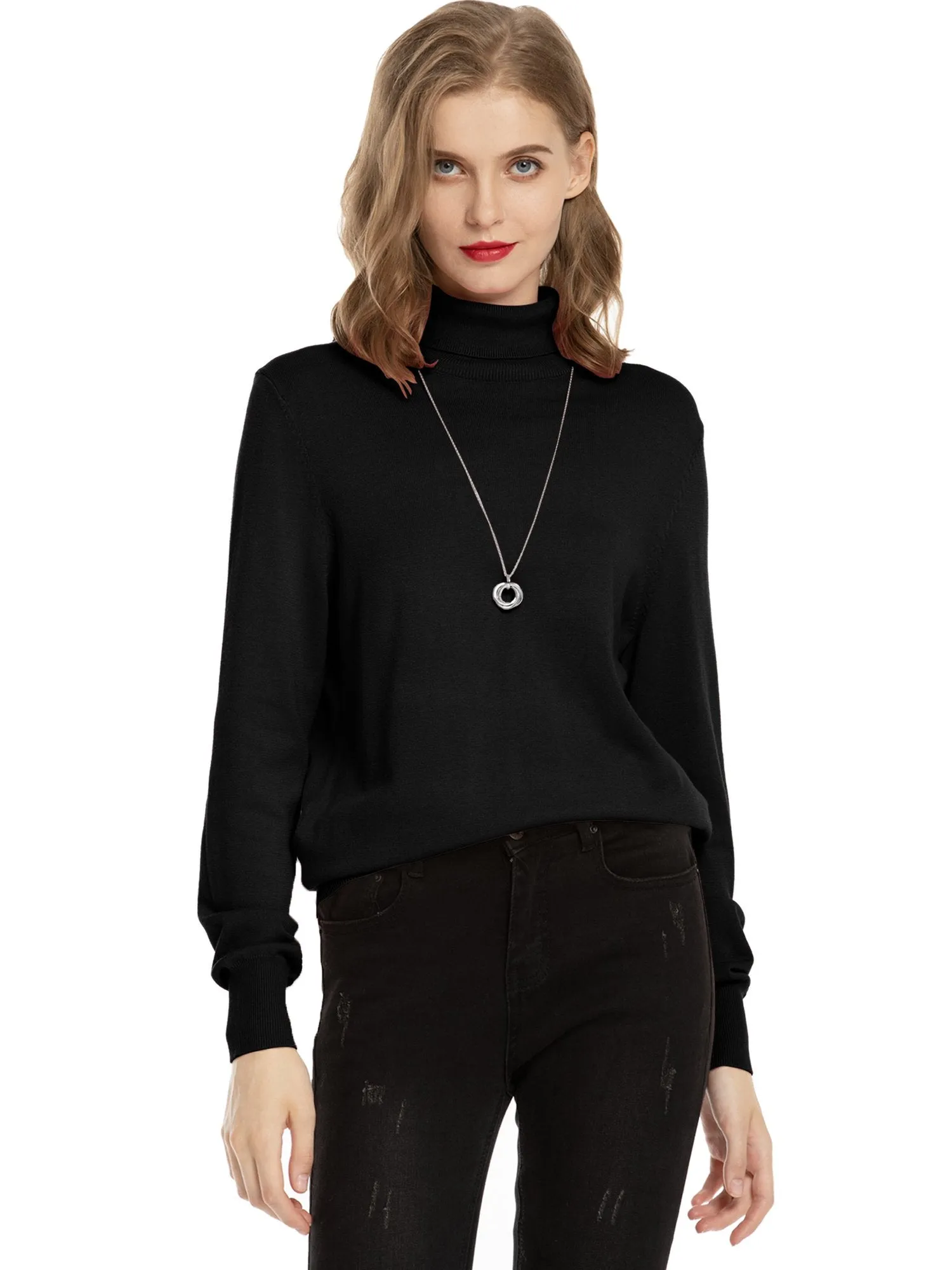 Lightweight Pullover Long Sleeve Turtleneck Sweater