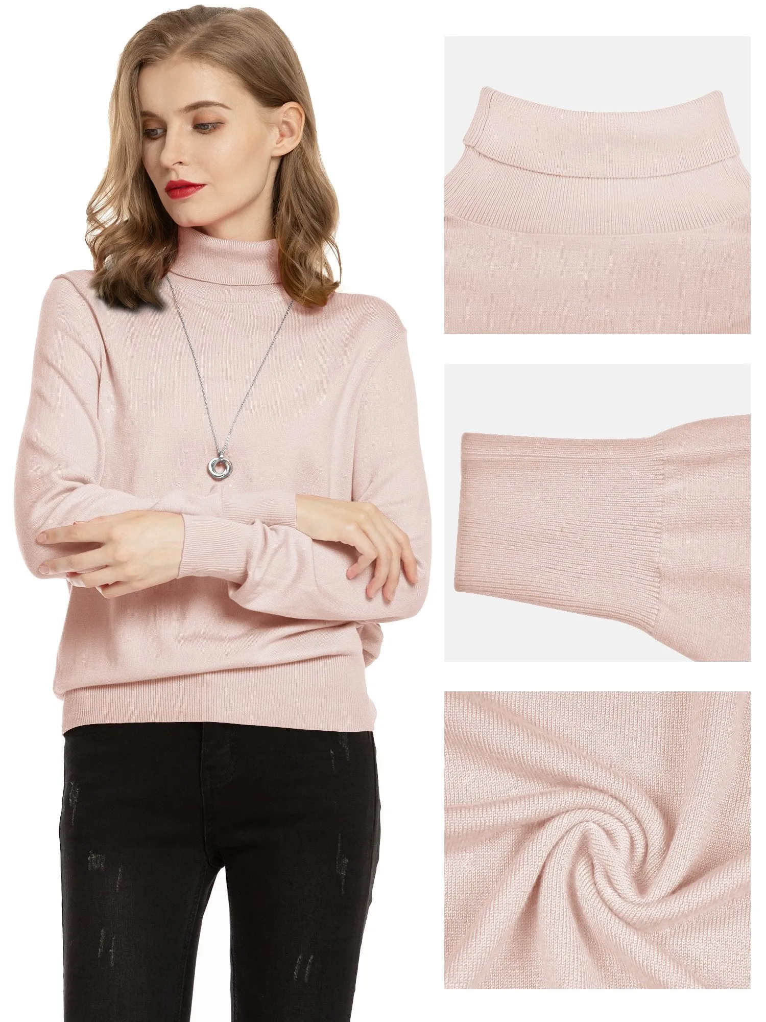 Lightweight Pullover Long Sleeve Turtleneck Sweater