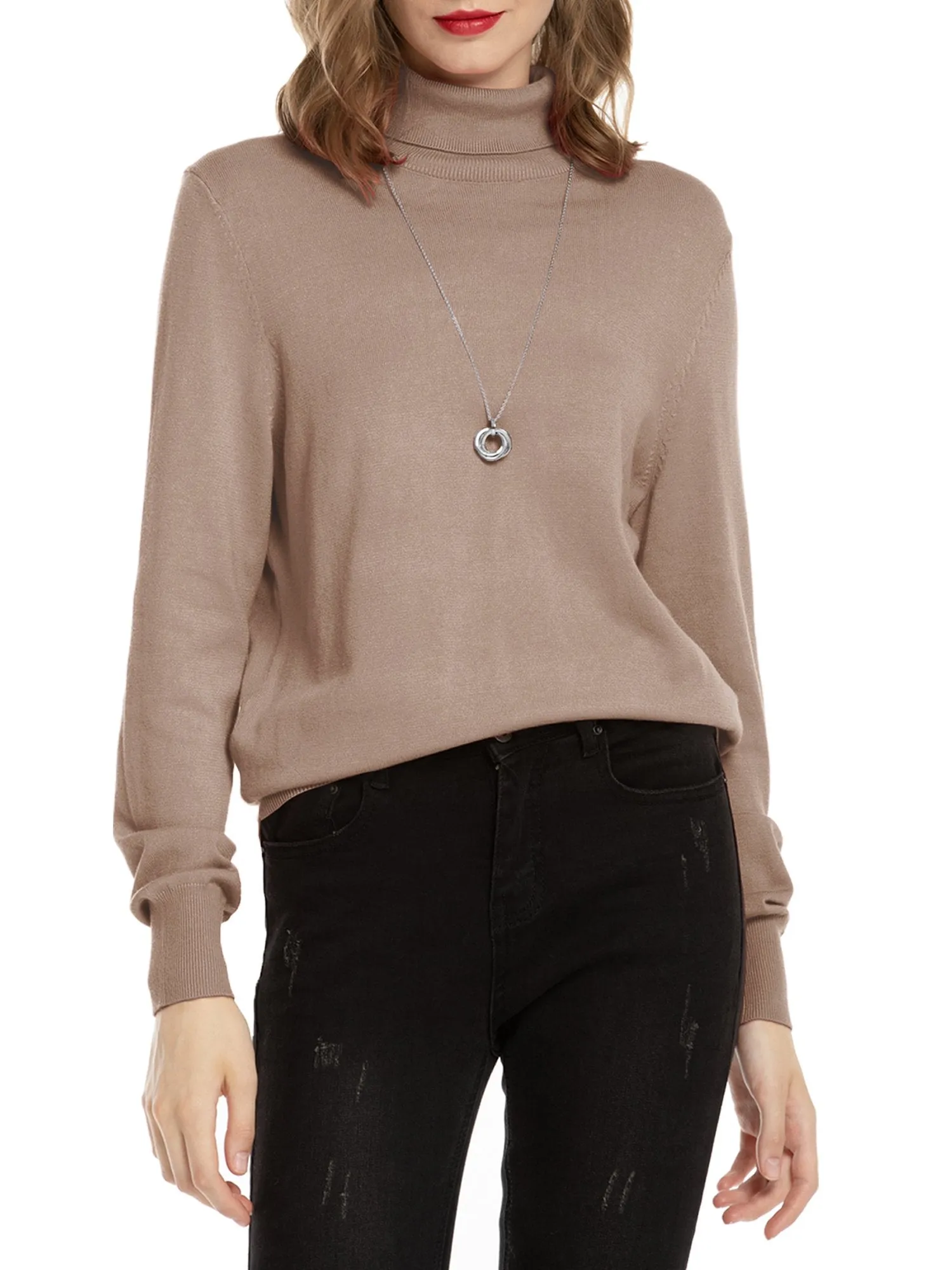 Lightweight Pullover Long Sleeve Turtleneck Sweater