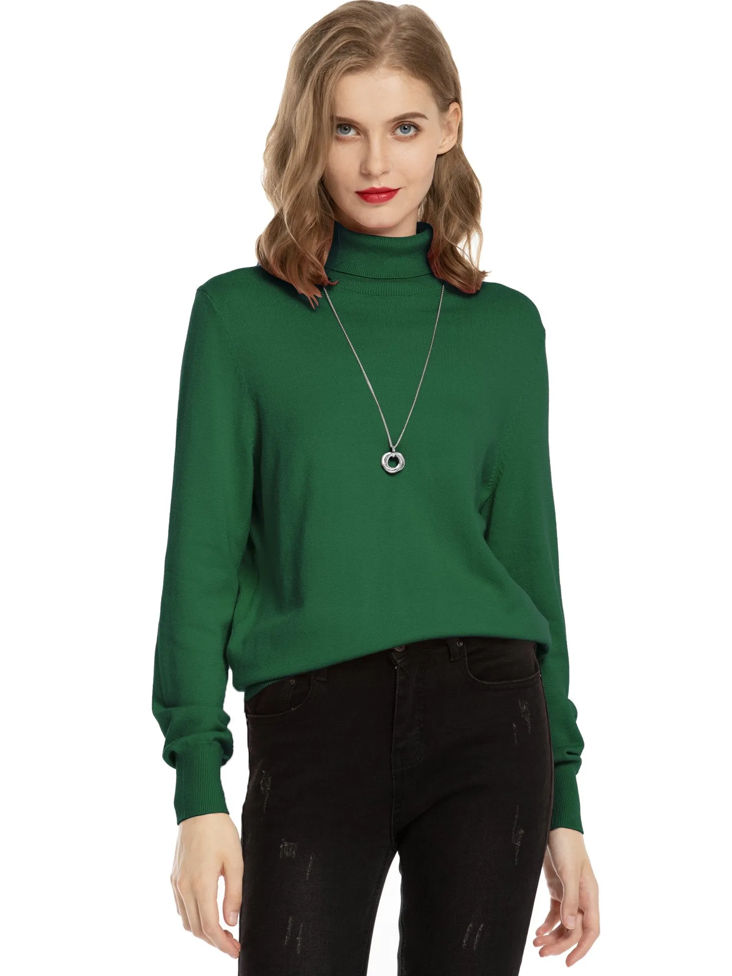 Lightweight Pullover Long Sleeve Turtleneck Sweater