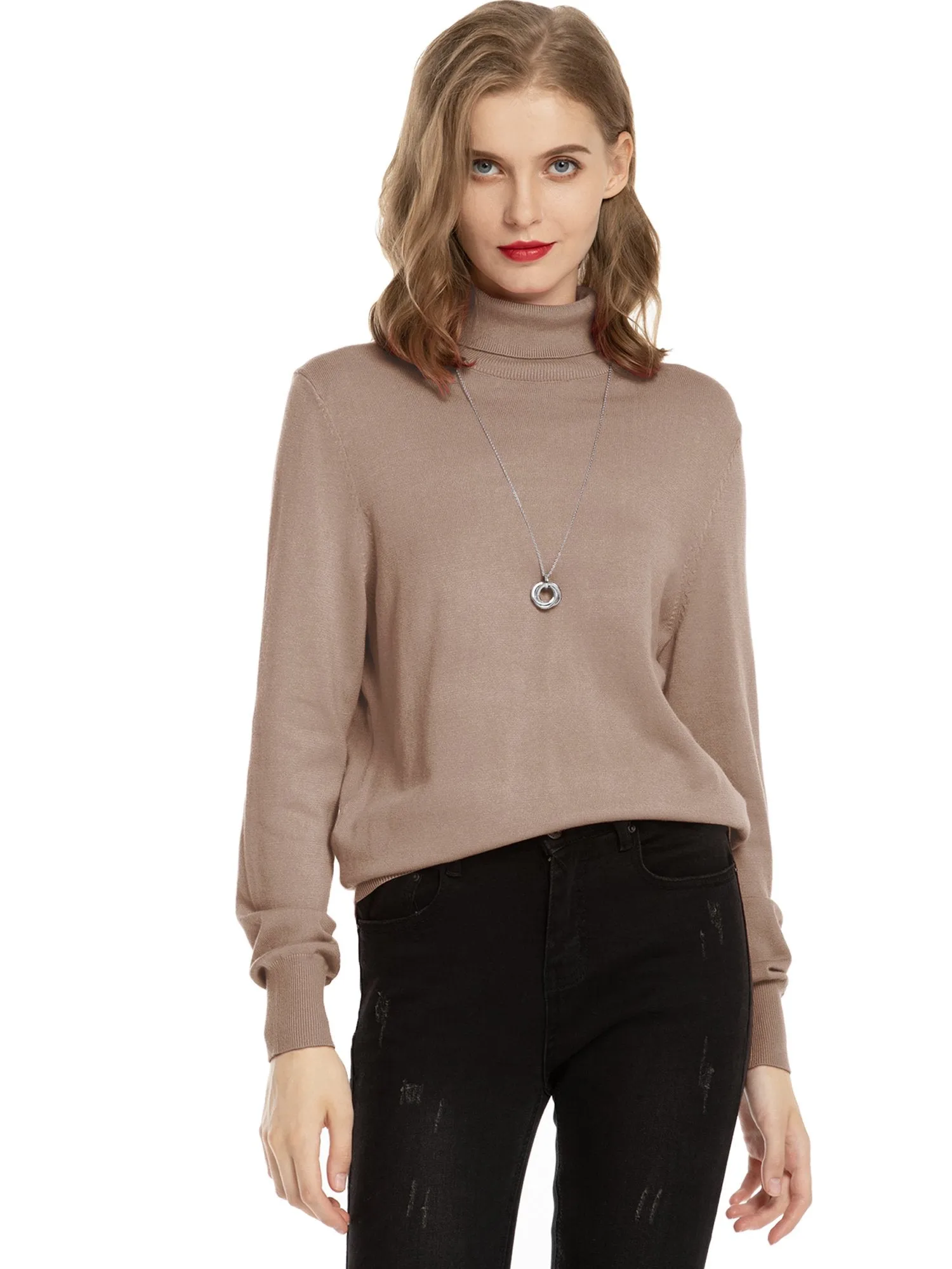 Lightweight Pullover Long Sleeve Turtleneck Sweater