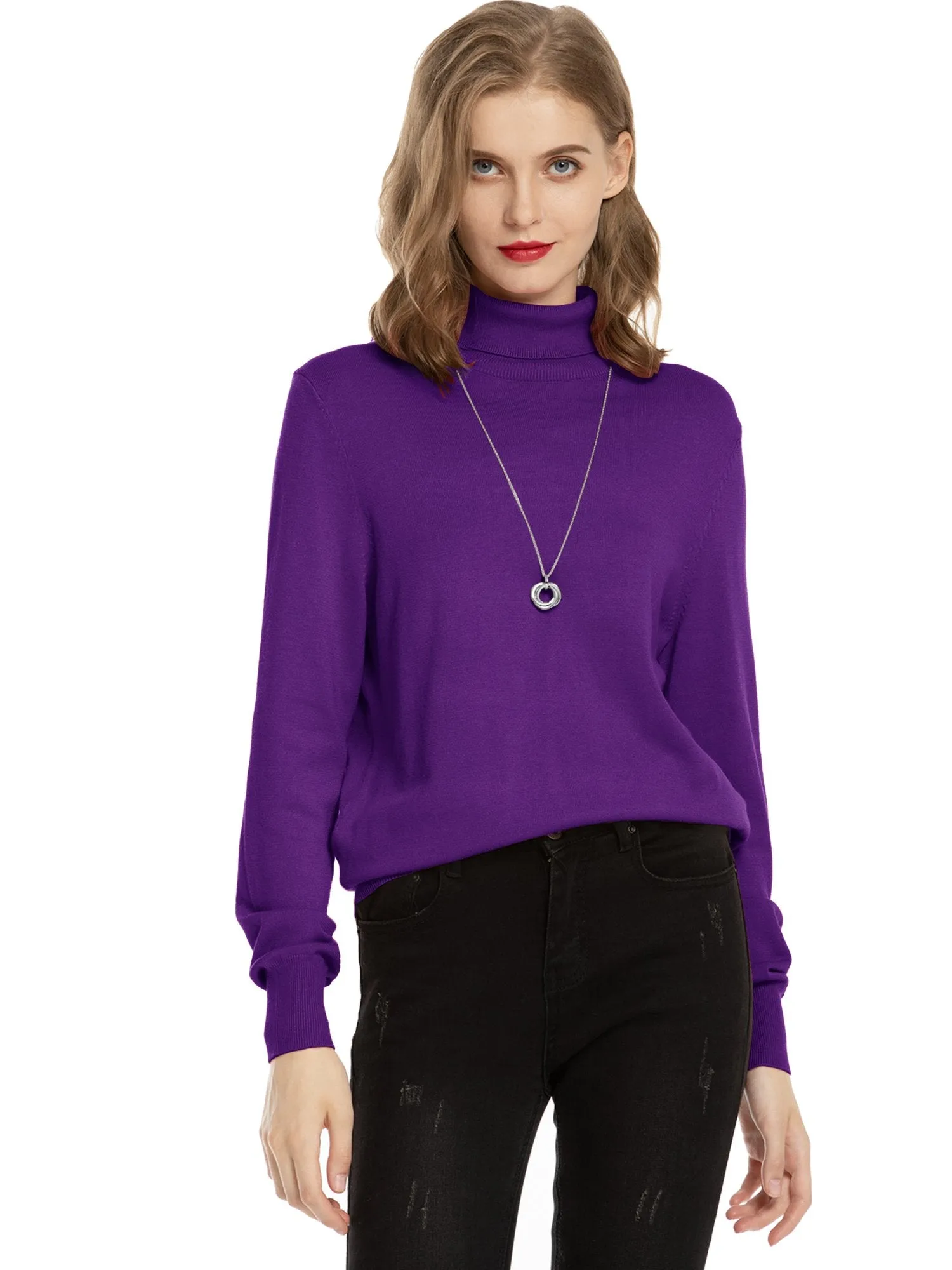 Lightweight Pullover Long Sleeve Turtleneck Sweater