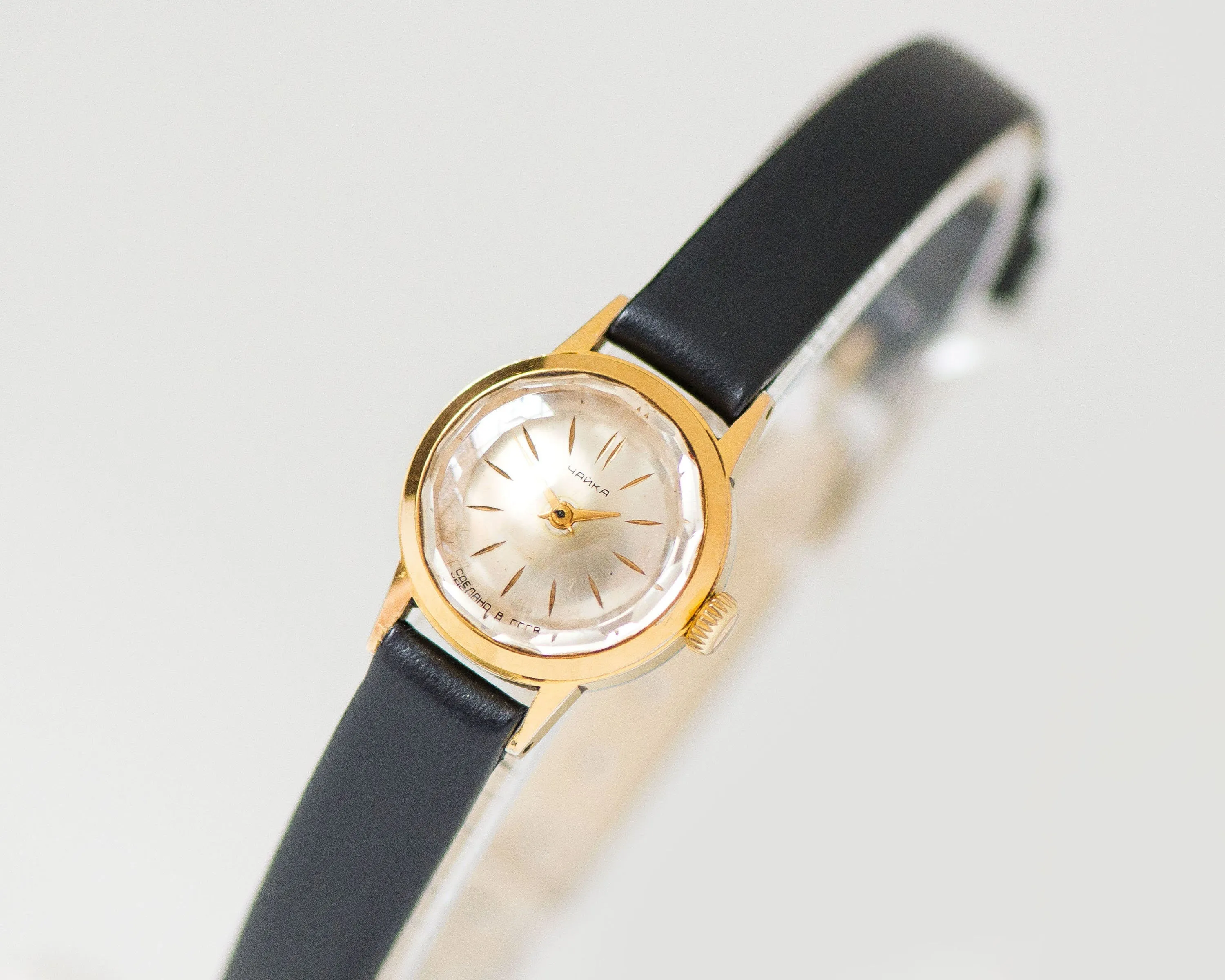 Limited edition chic women watch gold plated Seagull, minimalist wristwatch for women, angular cover watch jewelry gift, new leather band