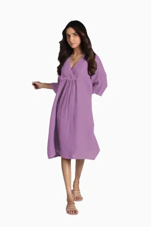 Linen Claire Midi Dress-Misty Lilac