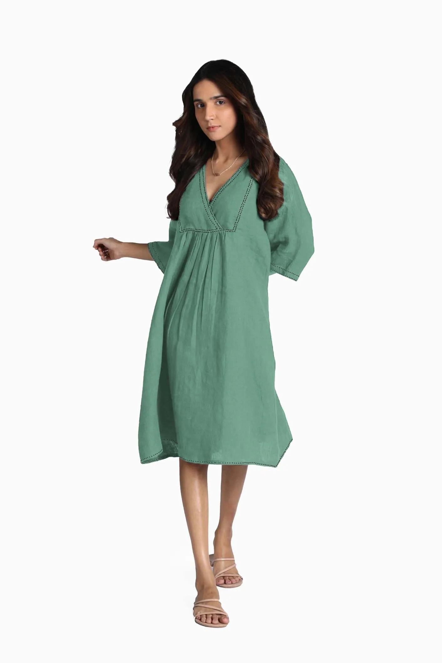 Linen Claire Midi Dress-Misty Lilac