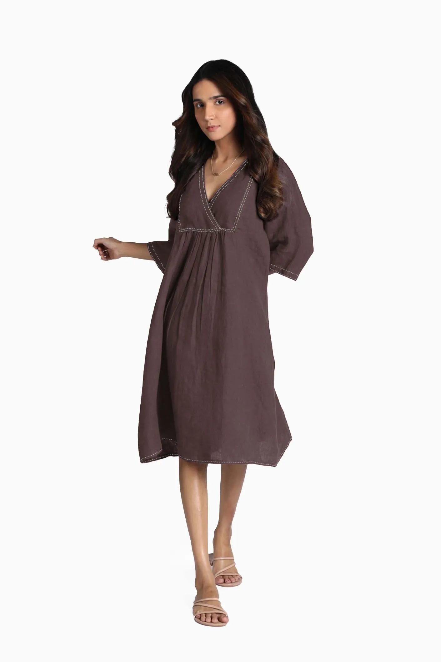 Linen Claire Midi Dress-Misty Lilac