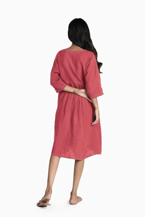 Linen Claire Midi Dress-Misty Lilac
