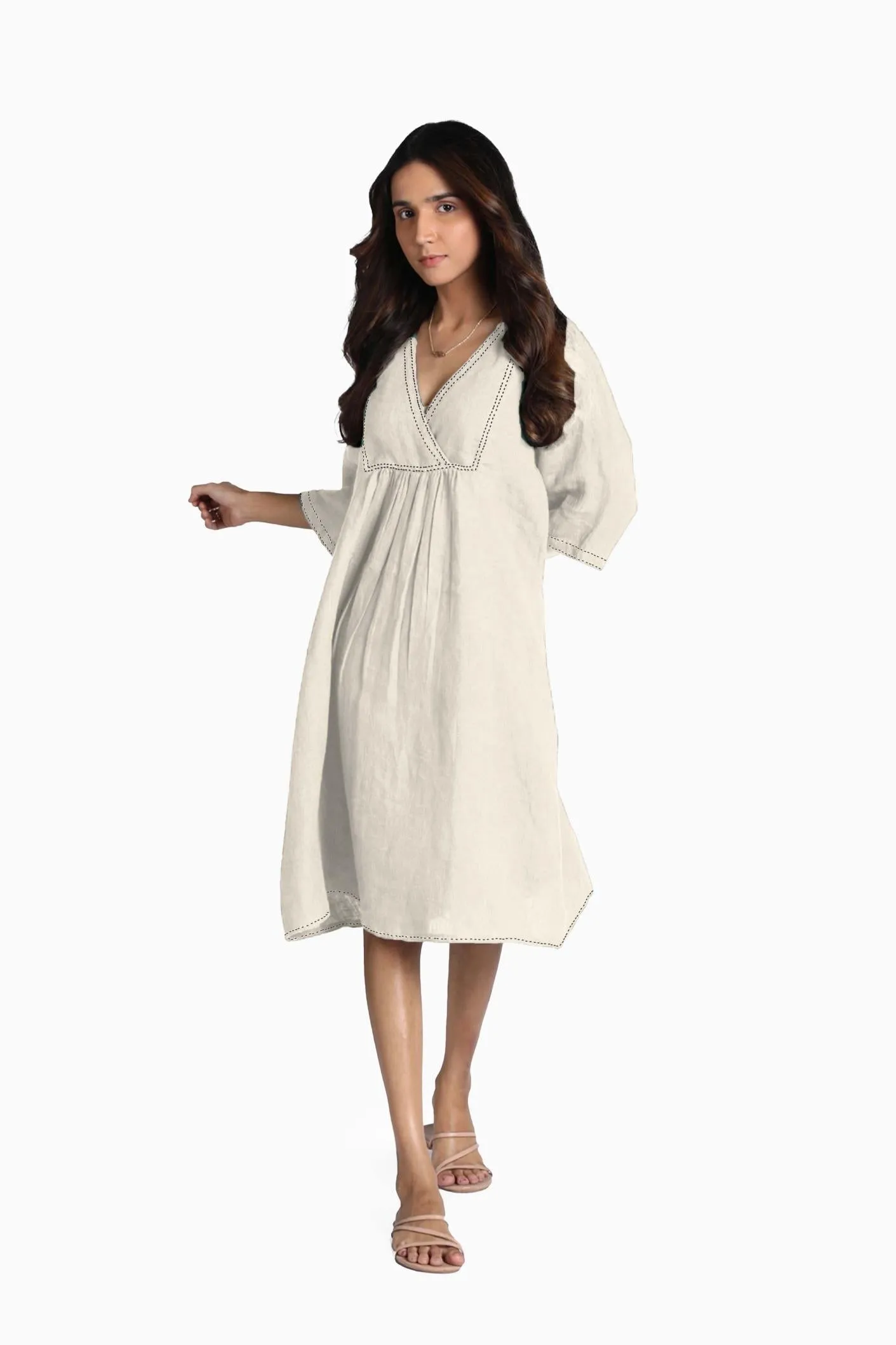 Linen Claire Midi Dress-Misty Lilac
