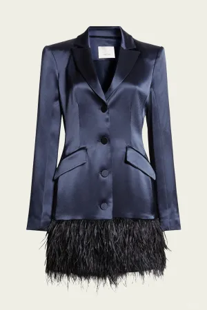 Long Sleeve Feather Joel Dress in Navy