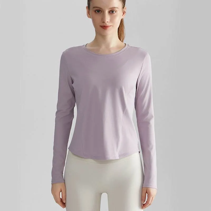 Long Sleeve Round Neckline Yoga T-Shirt