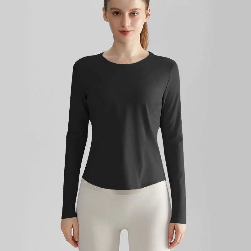 Long Sleeve Round Neckline Yoga T-Shirt