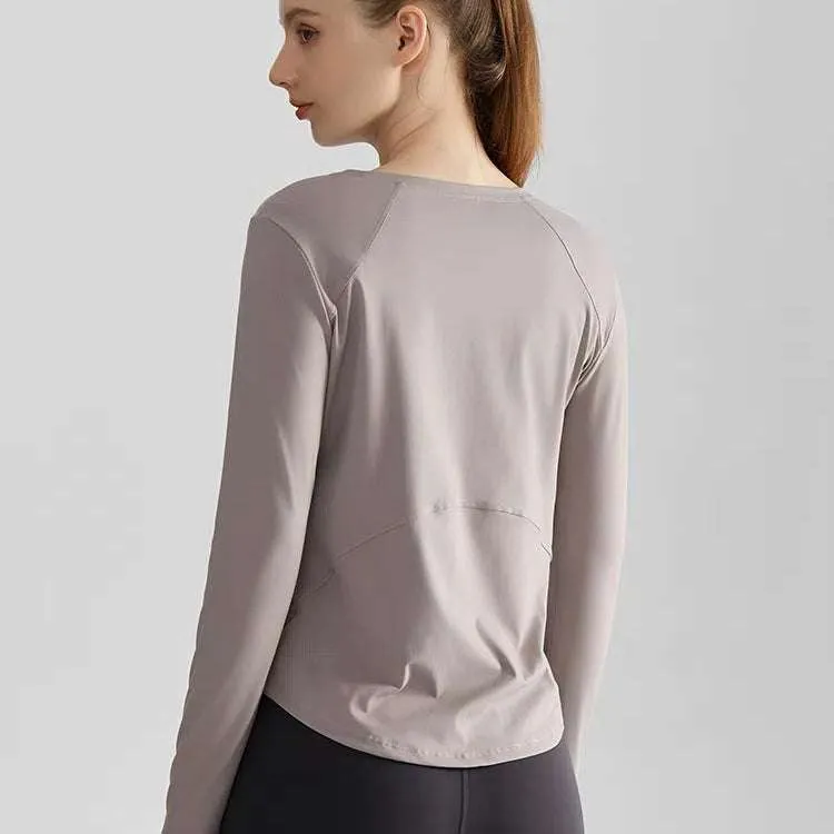 Long Sleeve Round Neckline Yoga T-Shirt
