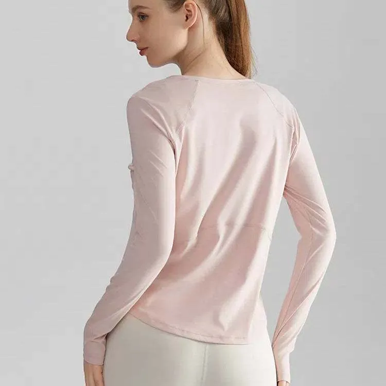 Long Sleeve Round Neckline Yoga T-Shirt