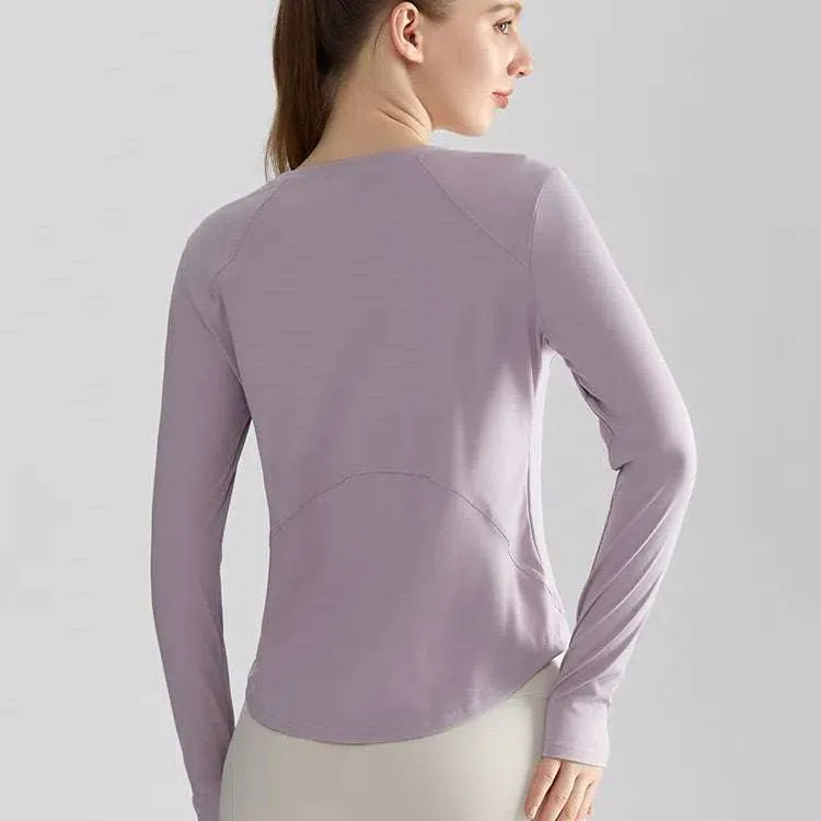 Long Sleeve Round Neckline Yoga T-Shirt