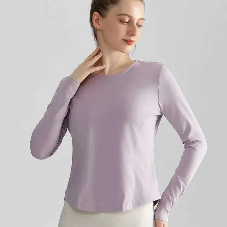 Long Sleeve Round Neckline Yoga T-Shirt