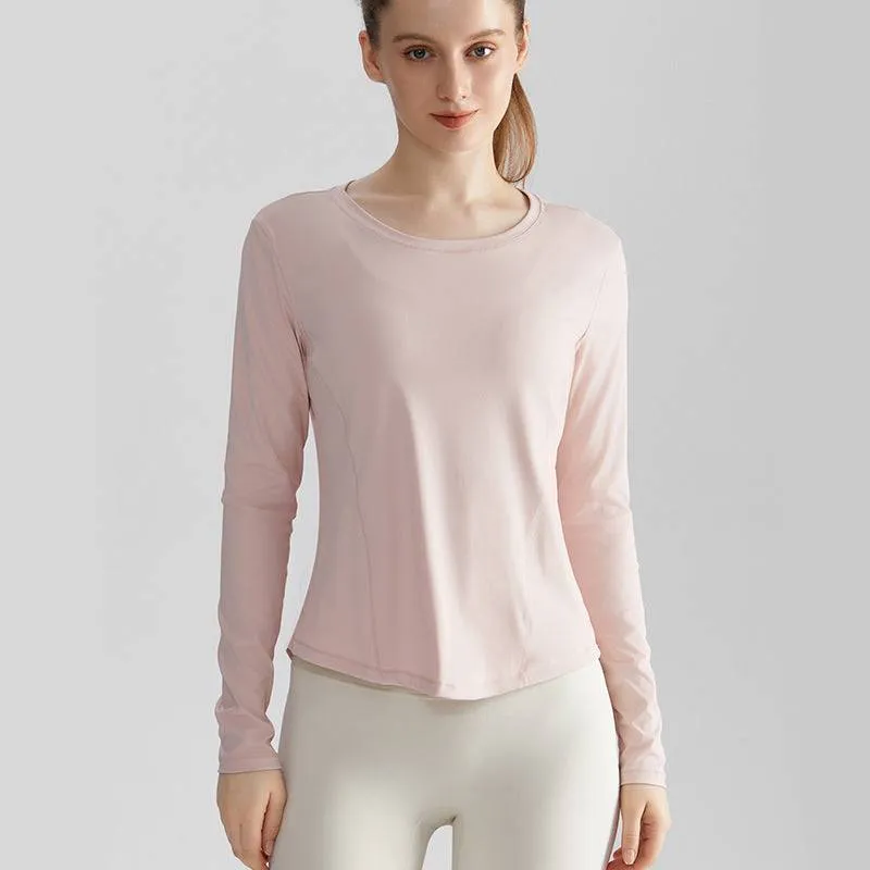Long Sleeve Round Neckline Yoga T-Shirt