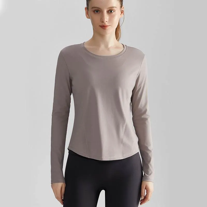 Long Sleeve Round Neckline Yoga T-Shirt